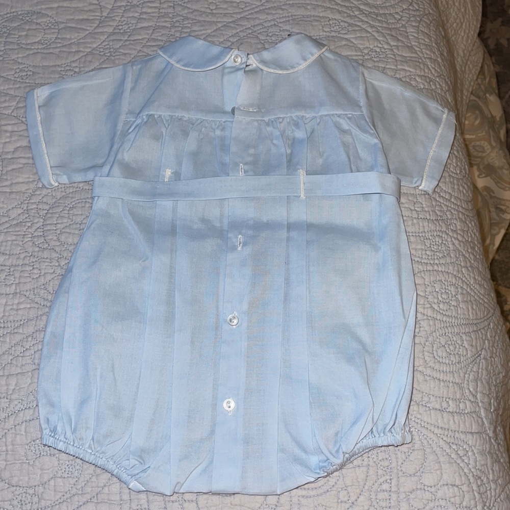 FELTMAN BROTHERS BABY BOYS LIGHT BLUE BELTED BUBBLE. Heirloom Portrait NWOT 6M - Picture 4 of 4